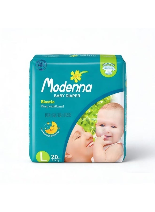 Modenna 20piece Baby Diapers Breathable Lightweight Cotton-soft Dry Super Absorbent - Image 1